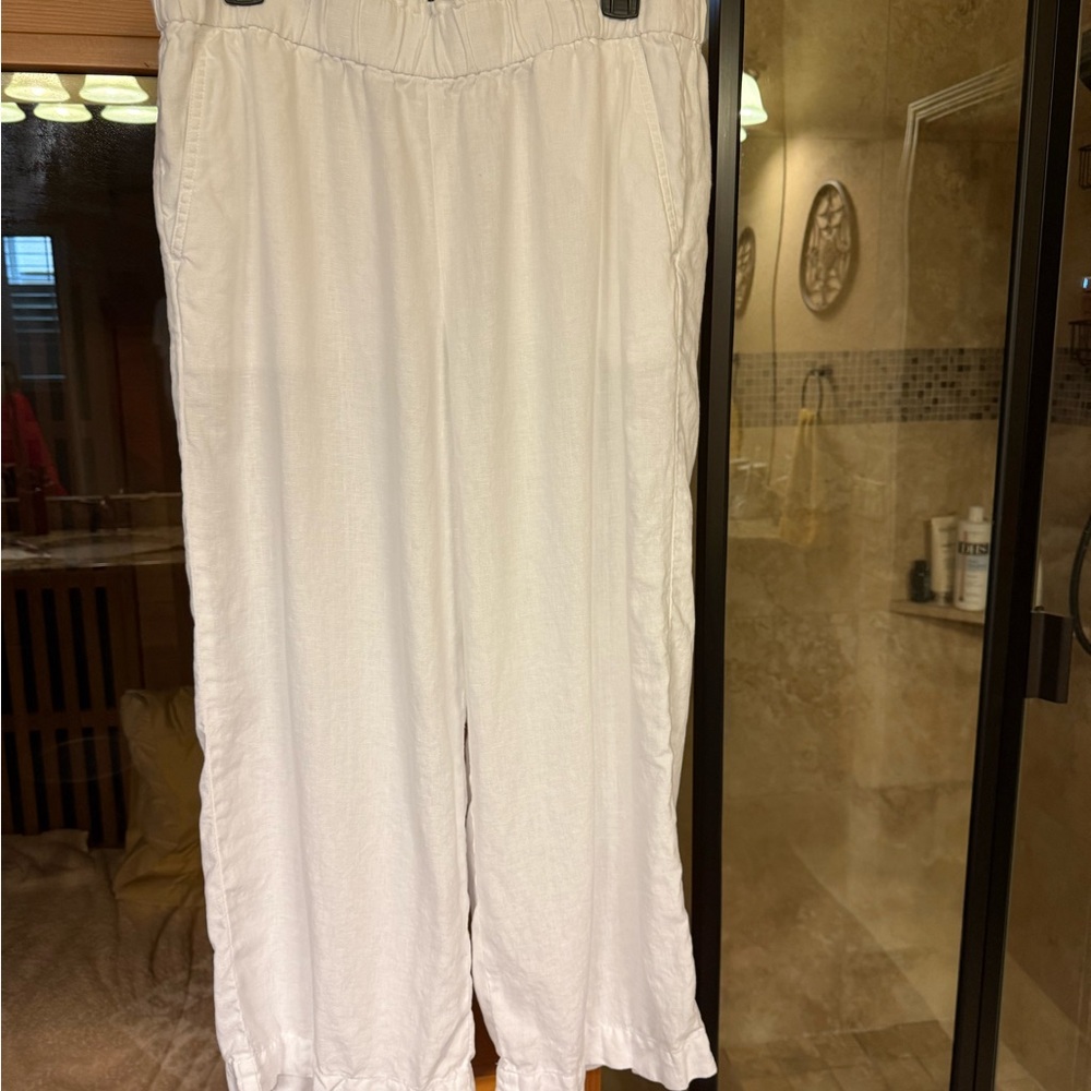 Talbots white linen pants